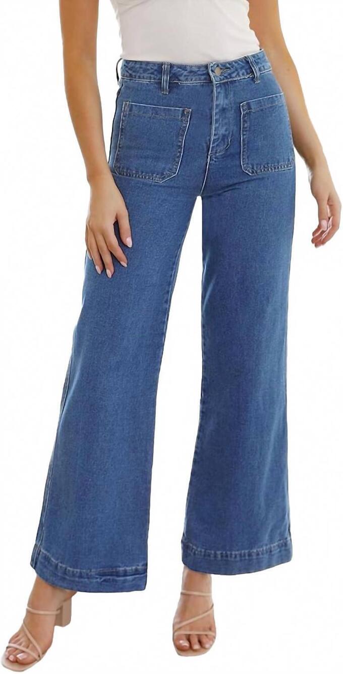 NEW SPANX cropped wide leg petite jean in med wash